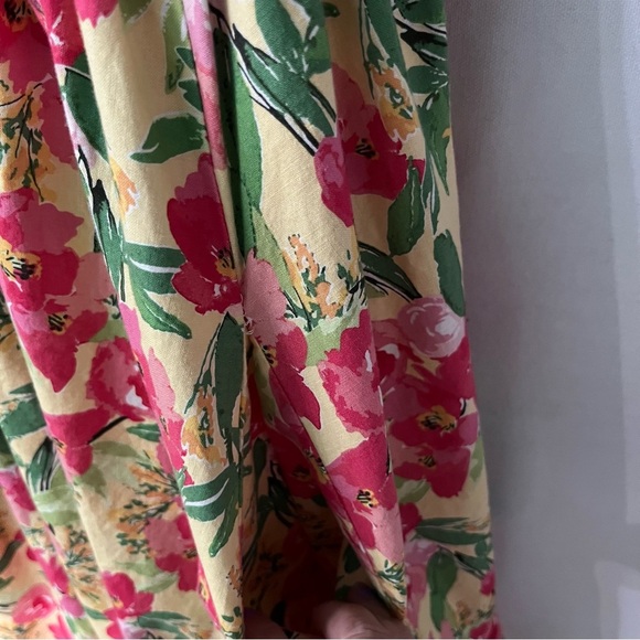 Recollections dress Medium Yellow pink floral Retro 50s womens 100% Cotton USA - Picture 9 of 11